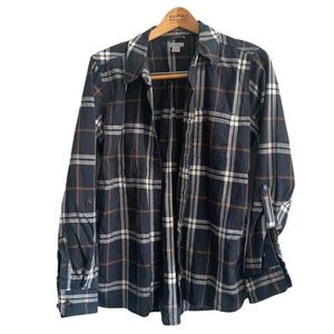 Carhartt Womens L 12/14 Plaid Shirt Blue & White Button Up
